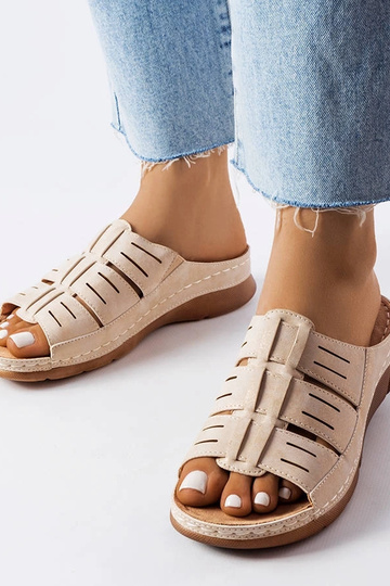 Beige jersey wedges