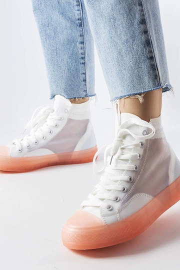Hvide og lyserøde Nanterre high-top sneakers
