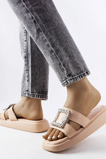 Beige flip-flops med Fusberta zirkoner