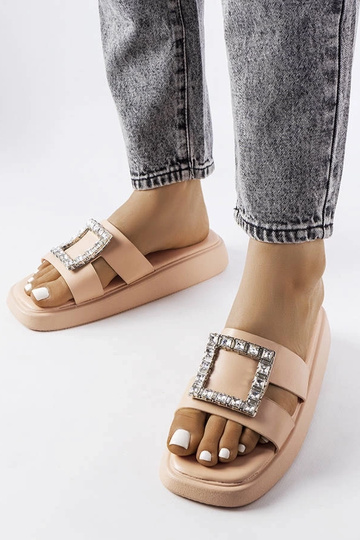Beige flip-flops med Fusberta zirkoner 2