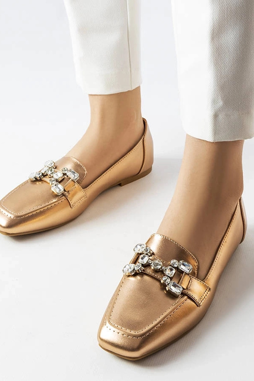 Rose guld mokkasiner med zirkoner...