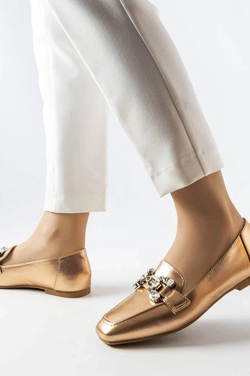 Rose guld mokkasiner med zirkoner...