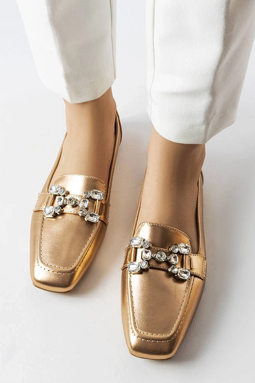 Rose guld mokkasiner med zirkoner...