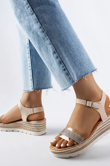 Beige kilesandaler fra Bussière 2
