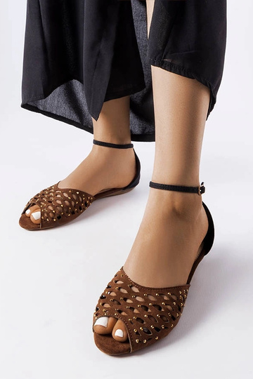 Brune gennembrudte sandaler med zirkoner Avice
