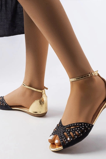 Sorte gennembrudte sandaler med zirkoner Aubrette 2