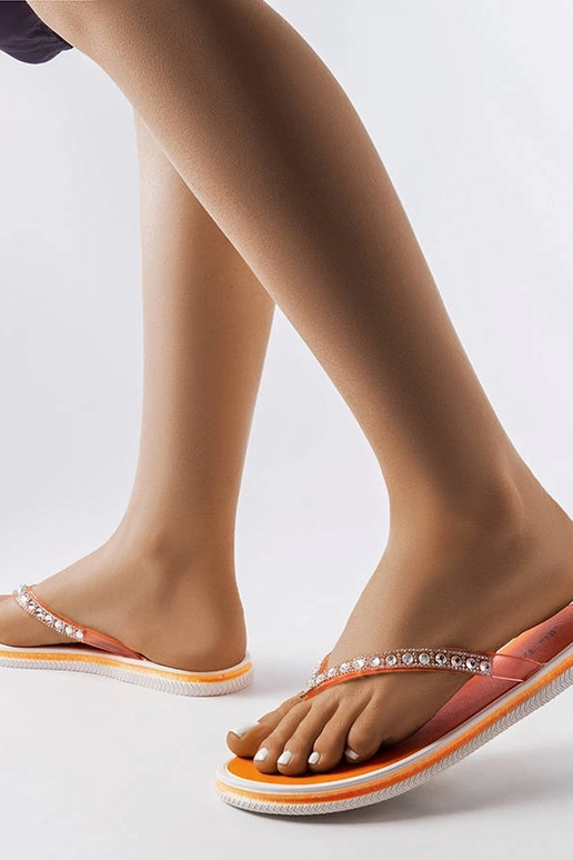 Orange flip-flops med zirkoner Patrier