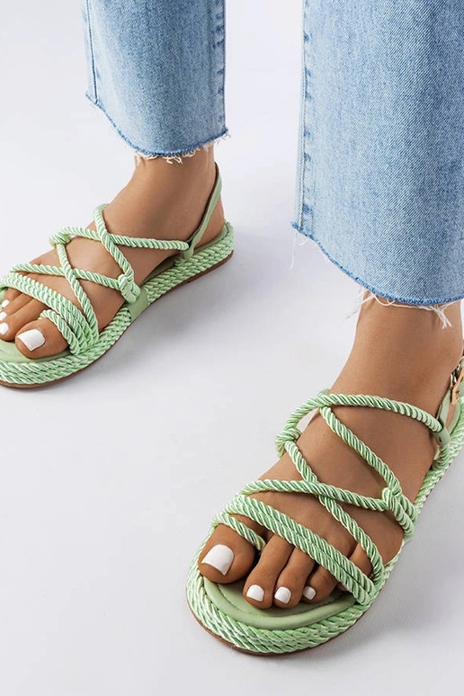 Burwell grønne vævede sandaler