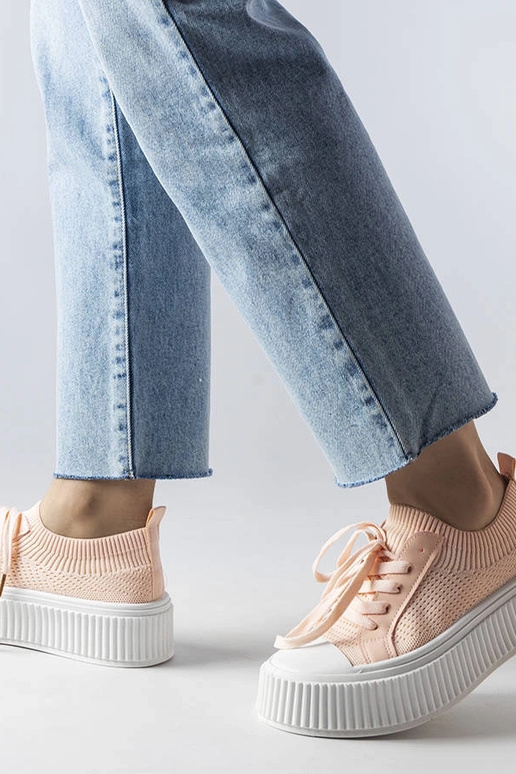 Pink stof sneakers på Mallus platformen Pink stof sneakers på Mallus platformen