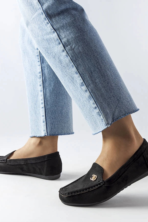 Zwarte dames mocassins, „Clardoux"