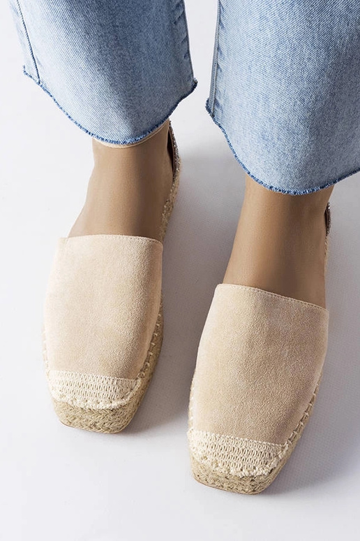 Beige espadriller med glitterindsats...