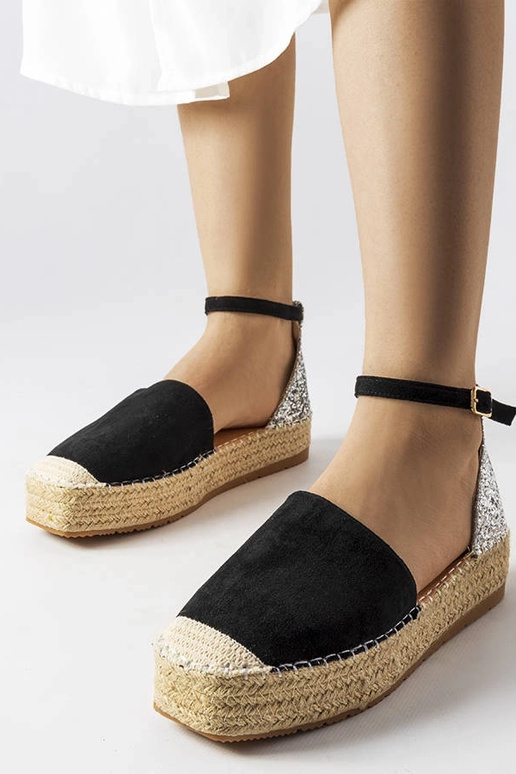 Sorte espadriller med glitterindsats...