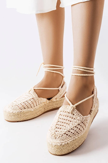 Zandkleurige veters espadrilles, „Partenia" 2