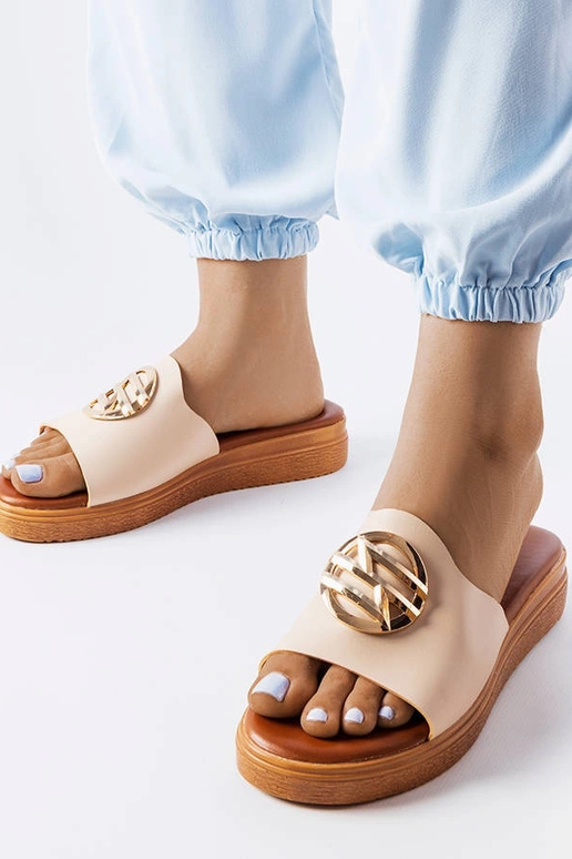 Michelles beige platform flip-flops