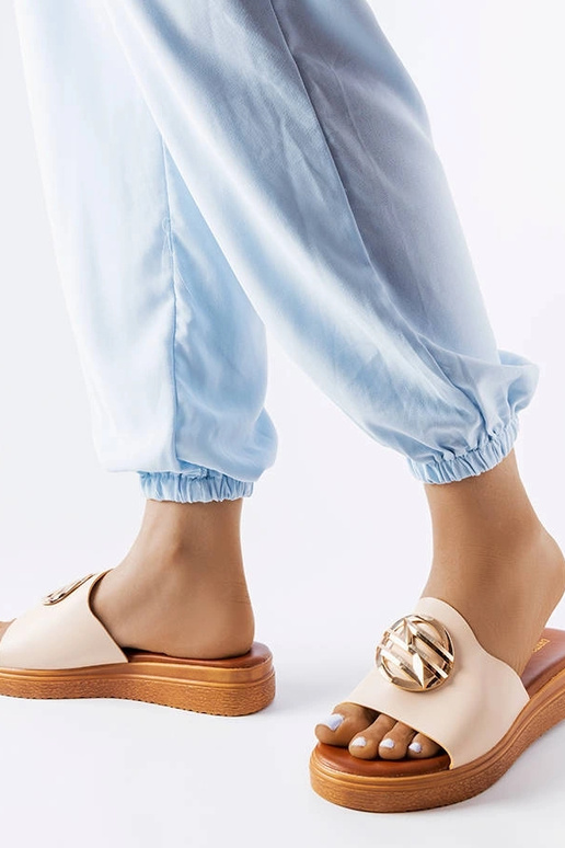 Michelles beige platform flip-flops