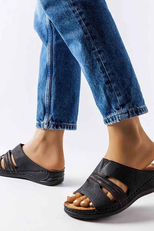 Sorte letvægts wedge flip-flops Oliwia