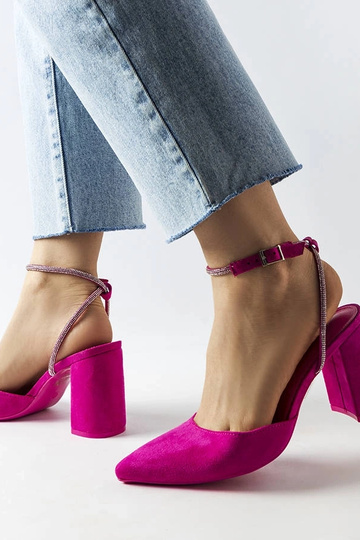 Pink Stella pumps med blokhæl 2