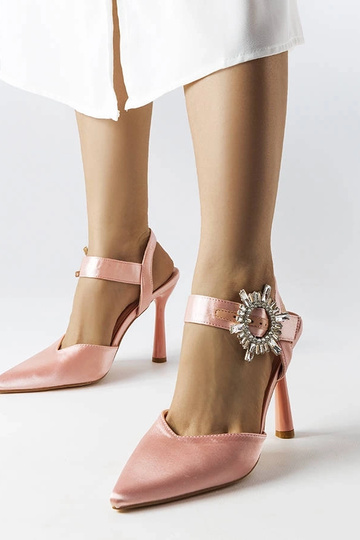 Linda Beige Satin højhælede...