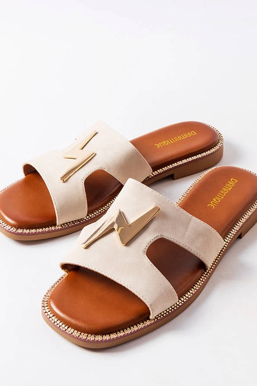 Beige Leyra flade flip flops