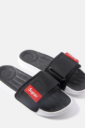 Alley Black Velcro Justerbare flip-flops til mænd