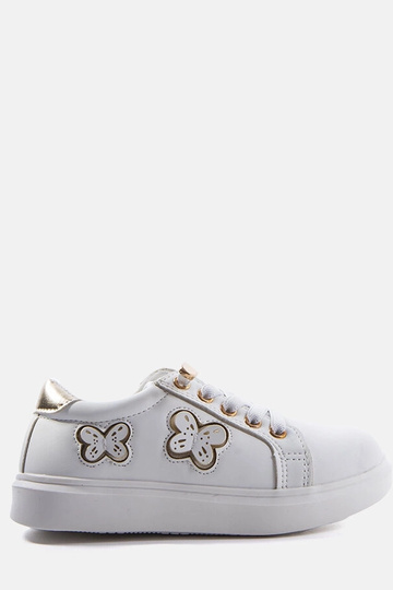 Hvide sneakers dekoreret med Senapus sommerfugle