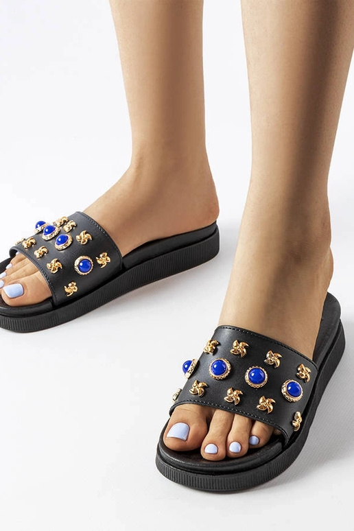 Sort dekorerede Montesarchio flip-flops