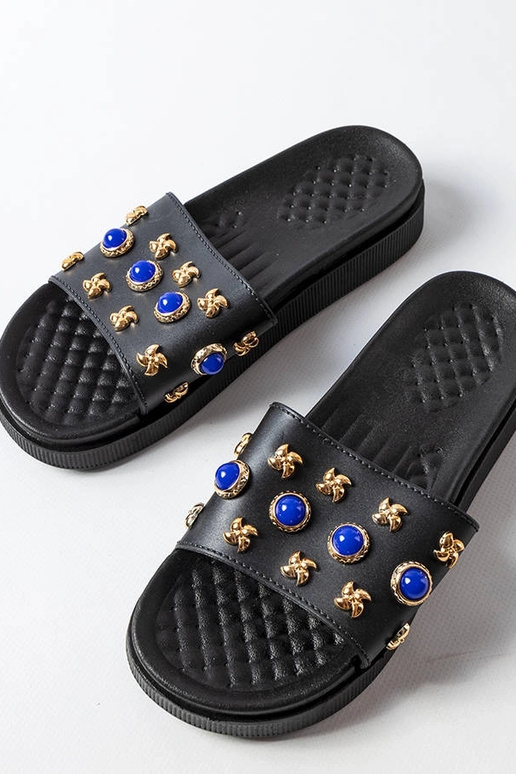 Sort dekorerede Montesarchio flip-flops