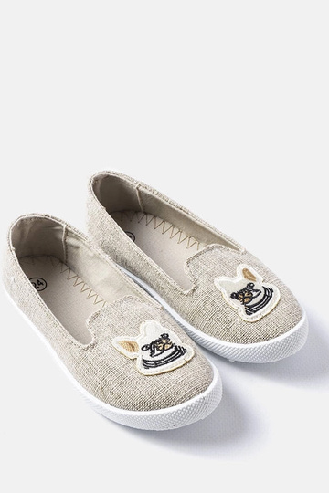 Grå børnesneakers med Naomi applikation 2