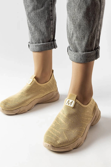 Mørk beige stof damesportssko Aaron