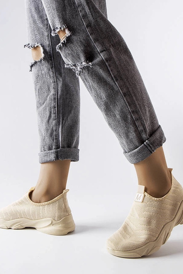 Beige stof sportssko til... 2