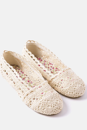 Beige hæklede babyballet lejligheder Lisa