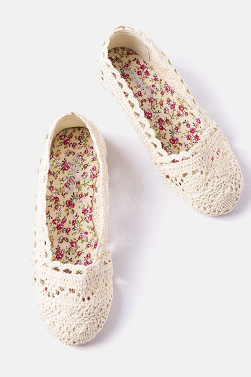 Beige hæklede babyballet lejligheder Lisa 2