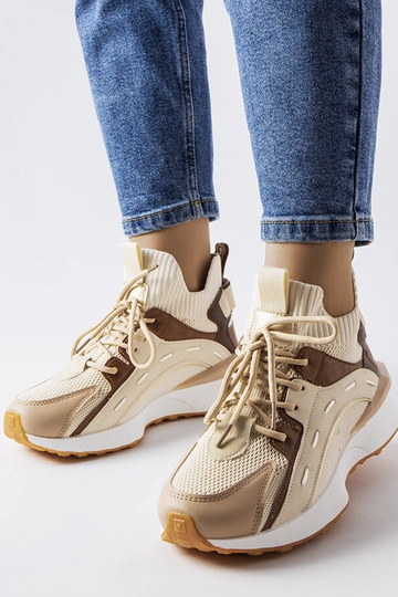 Beige sports sneakers stof...