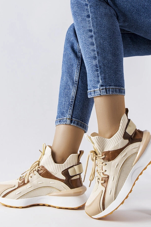 Beige sports sneakers stof begynder
