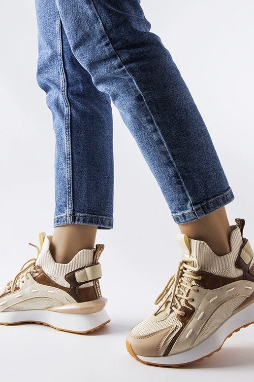 Beige sports sneakers stof begynder