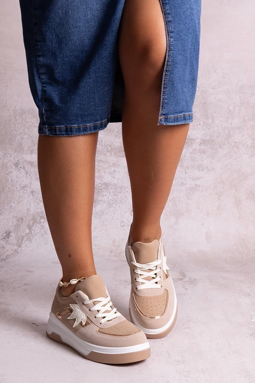 Beige sneakers med spejlindsats Kollins