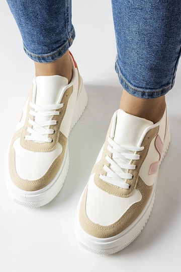 Witte sportieve schoenen met een roze accent, „Plouffe"