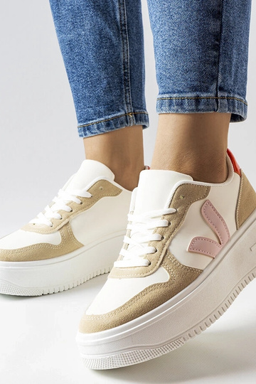Witte sportieve schoenen met een roze accent, „Plouffe" 2