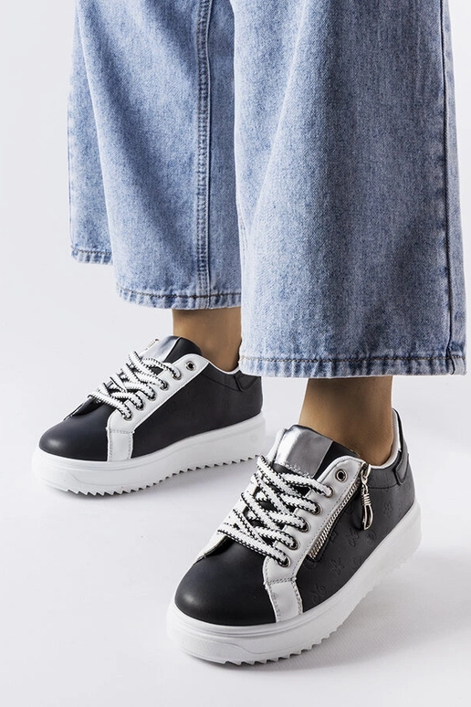 Sorte damesneakers med snøre, Romola