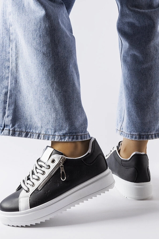 Sorte damesneakers med snøre, Romola