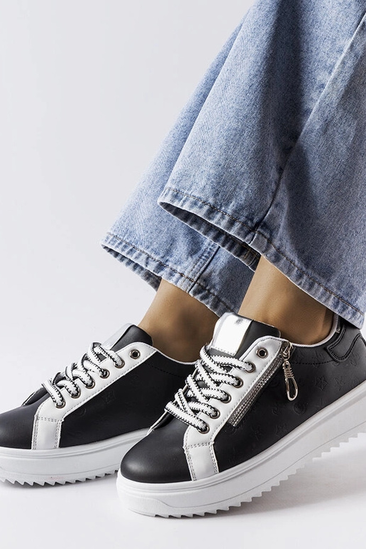 Sorte damesneakers med snøre, Romola