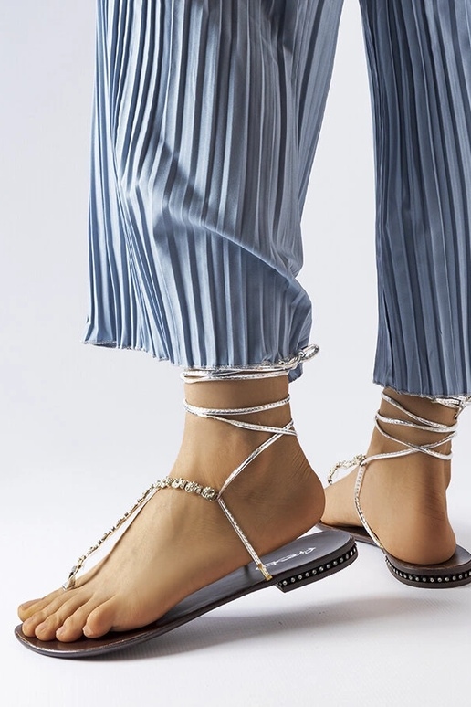 Sølv sandaler med zirkoner Troghi