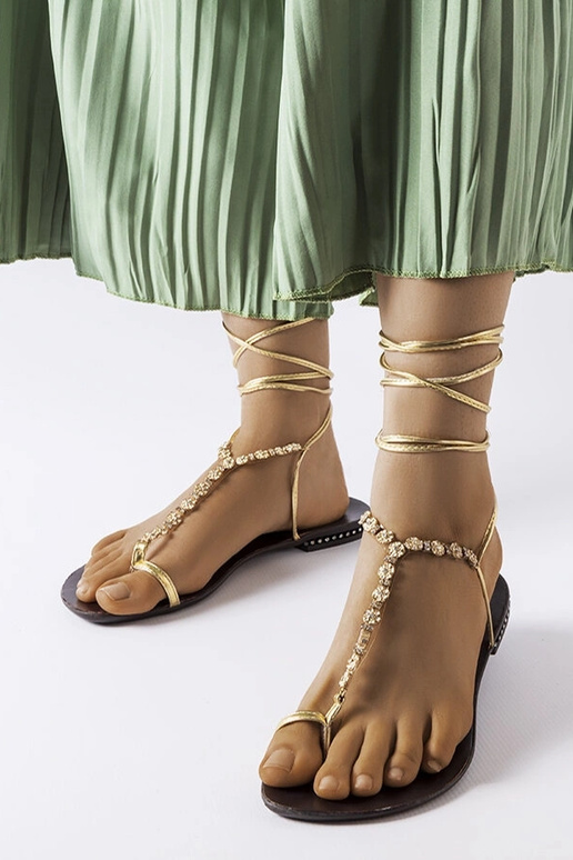 Troghi guld sandaler med zirkoner