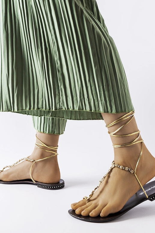 Troghi guld sandaler med zirkoner