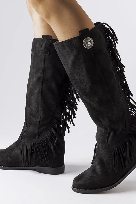 Sorte støvler med beklædt kile Lecore