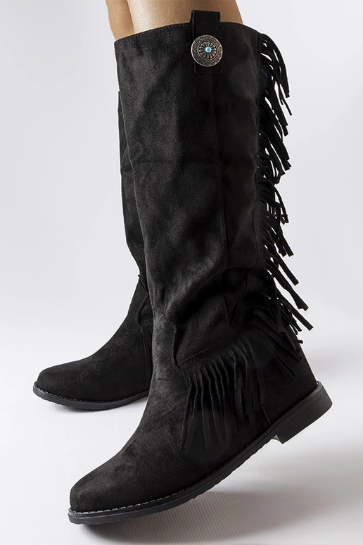 Sorte støvler med beklædt kile Lecore