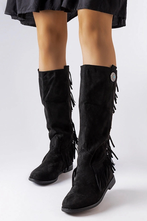 Sorte støvler med beklædt kile Lecore