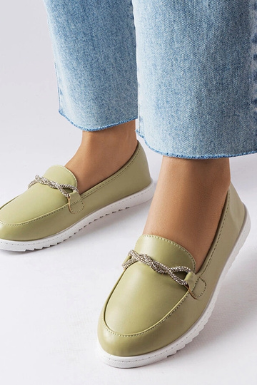 Grønne loafers med zirkoner Paola