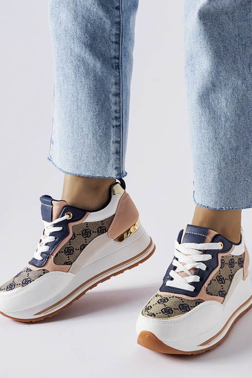 Rouxi hvide og lyserøde wedge sneakers