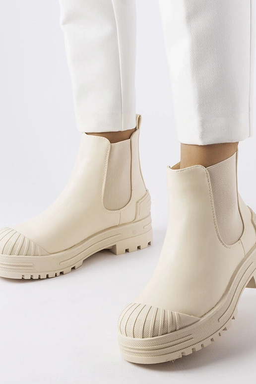 Beige arbejdere med gummiindlæg Lange